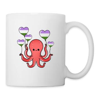 Octopus Balloon Genderqueer Pride - Mug blanc - blanc - Droite