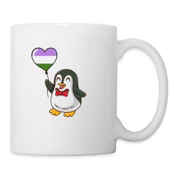 Pinguin Herzballon Genderqueer Pride - Tasse - Weiß - Rechts
