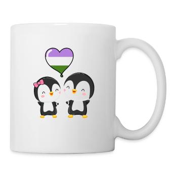 Genderqueer Pride Penguin Paire - Mug blanc - blanc - Droite