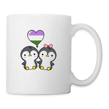 Couple de pingouins Genderqueer Pride - Mug blanc - blanc - Droite