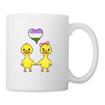 Couple de canards Genderqueer Pride - Mug blanc - blanc - Droite