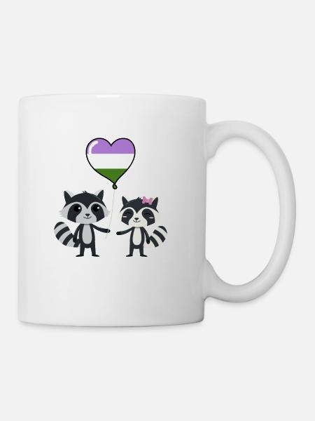 Waschbär-Paar Genderqueer Pride - Tasse - Weiß