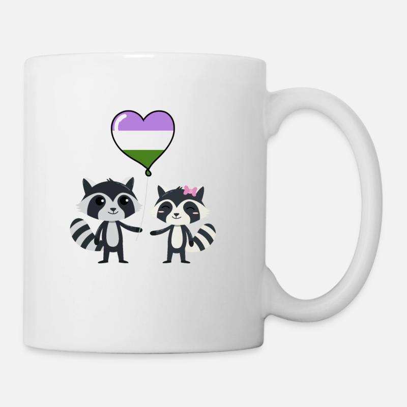 Waschbär-Paar Genderqueer Pride - Tasse - Weiß