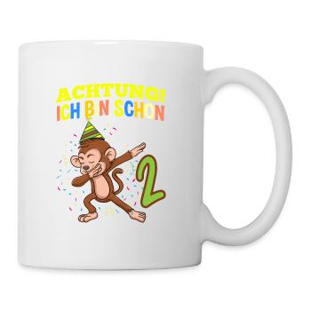 Achtung Ich Bin Schon 2 Geburtstag Affen - Tasse - Weiß - Rechts