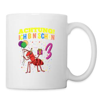 Achtung Ich Bin Schon 3 Tier Geburtstag Ameise - Tasse - Weiß - Rechts