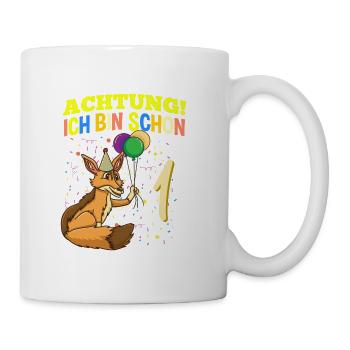 Achtung Ich Bin Schon 1 Tier Geburtstag Schakal - Tasse - Weiß - Rechts