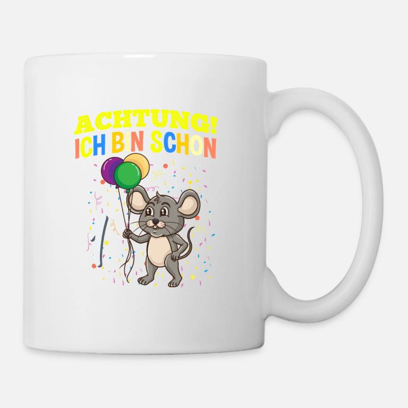Achtung Ich Bin Schon 1 Tier Geburtstag Maus - Tasse - Weiß