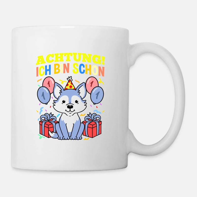 Achtung Ich Bin Schon 1 Geburtstag Wolf - Tasse - Weiß