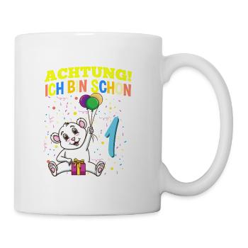 Achtung Ich Bin Schon 1 Tier Geburtstag Eisbär - Tasse - Weiß - Rechts