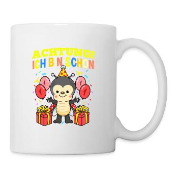 Achtung Ich Bin Schon 1 Geburtstag Marienkäfer - Tasse - Weiß - Rechts