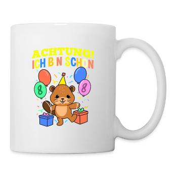 Achtung Ich Bin Schon 8 Geburtstag Biber - Tasse - Weiß - Rechts