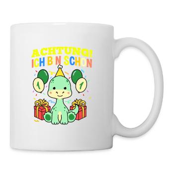 Achtung Ich Bin Schon 1 Geburtstag Dinosaurier - Tasse - Weiß - Rechts