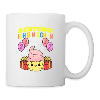 Achtung Ich Bin Schon 2 Geburtstag Cupcake - Tasse - Weiß - Rechts