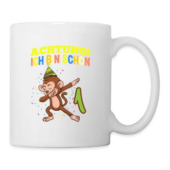 Achtung Ich Bin Schon 1 Geburtstag Affen - Tasse - Weiß - Rechts