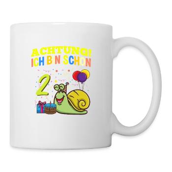 Achtung Ich Bin Schon 2 Geburtstag Schnecke - Tasse - Weiß - Rechts