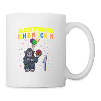 Achtung Ich Bin Schon 1 Geburtstag Gorilla - Tasse - Weiß - Rechts