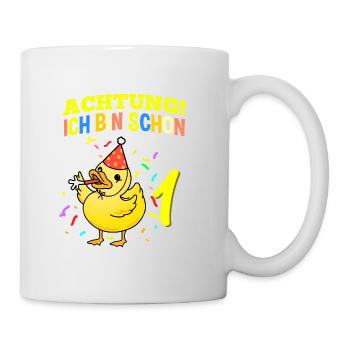 Achtung Ich Bin Schon 1 Geburtstag Ente - Tasse - Weiß - Rechts