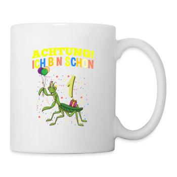 Achtung Ich Bin Schon 1 Geburtstag Gottesanbeterin - Tasse - Weiß - Rechts