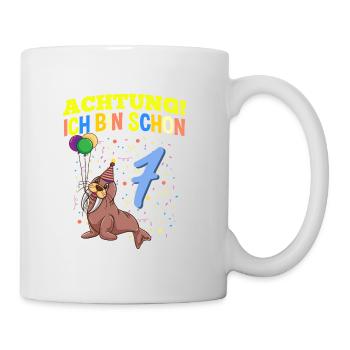 Achtung Ich Bin Schon 7 Tier Geburtstag Walross - Tasse - Weiß - Rechts