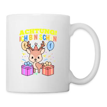 Achtung Ich Bin Schon 1 Geburtstag Hirsch - Tasse - Weiß - Rechts