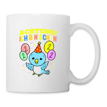 Achtung Ich Bin Schon 2 Geburtstag Wellensittich - Tasse - Weiß - Rechts