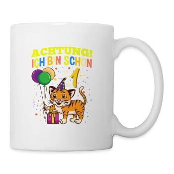 Achtung Ich Bin Schon 1 Tier Geburtstag Tiger - Tasse - Weiß - Rechts