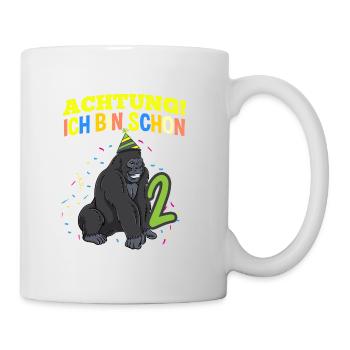 Achtung Ich Bin Schon 2 Geburtstag Gorilla - Tasse - Weiß - Rechts