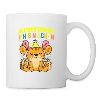 Achtung Ich Bin Schon 8 Geburtstag Tiger - Tasse - Weiß - Rechts