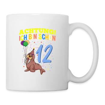Achtung Ich Bin Schon 12 Tier Geburtstag Walross - Tasse - Weiß - Rechts