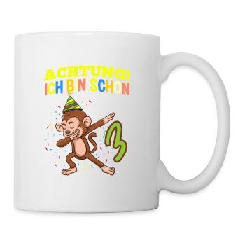 Achtung Ich Bin Schon 3 Geburtstag Affen - Tasse - Weiß - Rechts