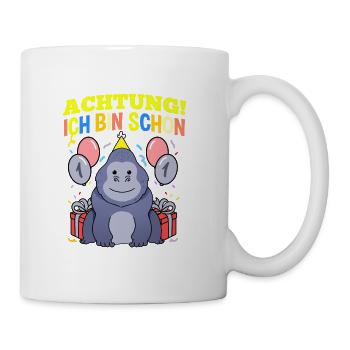 Achtung Ich Bin Schon 1 Tier Geburtstag Gorilla - Tasse - Weiß - Rechts