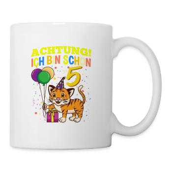 Achtung Ich Bin Schon 5 Tier Geburtstag Tiger - Tasse - Weiß - Rechts