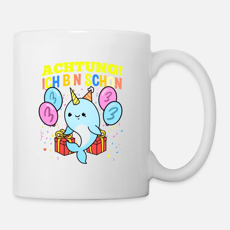 Achtung Ich Bin Schon 3 Geburtstag Einhorn - Tasse - Weiß