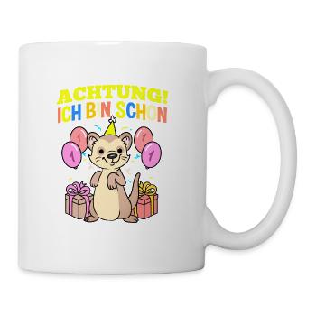 Achtung Ich Bin Schon 1 Geburtstag Frettchen - Tasse - Weiß - Rechts