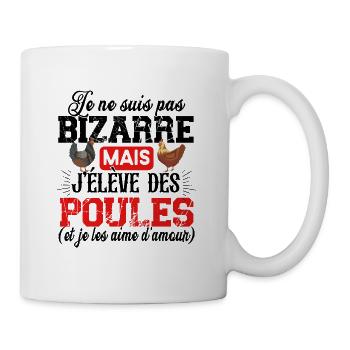 Poule Poulet Coq Poulailler Cadeau Humour Jaune - Mug blanc - blanc - Droite