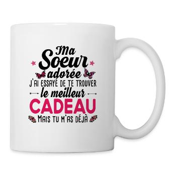 Soeur Grande Sœur Petite Cadeau Girly - Mug blanc - blanc - Droite