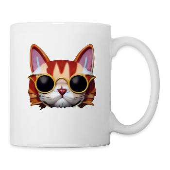 Visage de chat magique drôle avec des lunettes de soleil! - Mug blanc - blanc - Droite
