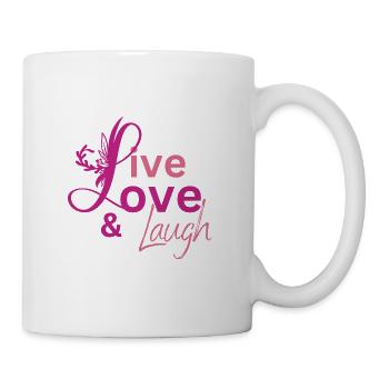 Leben lieben, Lachen - Tasse - Weiß - Rechts