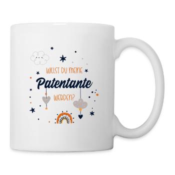 Willst du meine Patentante sein? Patentante fragen - Tasse - Weiß - Rechts