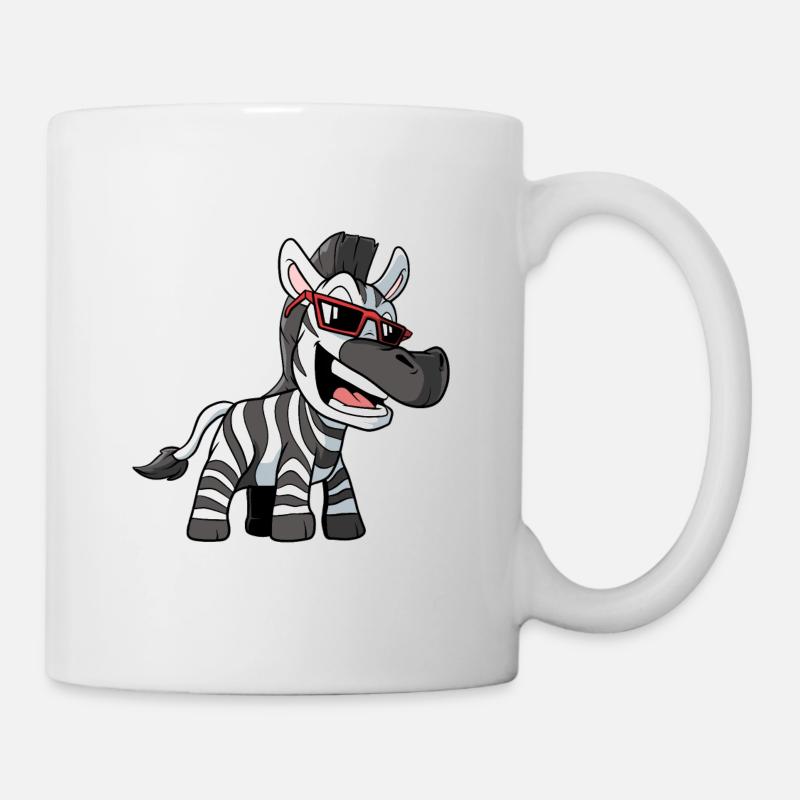 Mignon Cartoon Zebra - Mug blanc - blanc