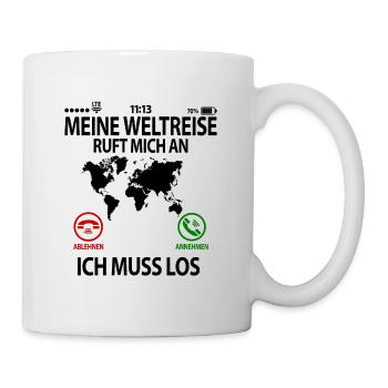 Weltreise Abschied Weltreisende Abschiedsgeschenk - Tasse - Weiß - Rechts