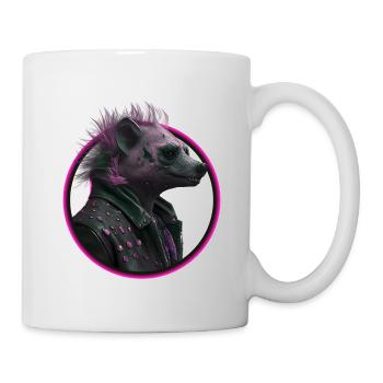 pink Punk Hyäne in Lederjacke - Tasse - Weiß - Rechts