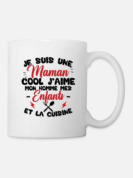 Une maman cool j'aime mon homme et la cuisine - Mug blanc - blanc