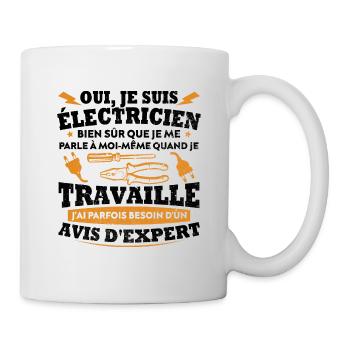 Oui, Je Suis Électricien Humour Cadeau - Mug blanc - blanc - Droite