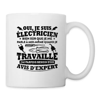 Oui, Je Suis Électricien Humour Cadeau - Mug blanc - blanc - Droite