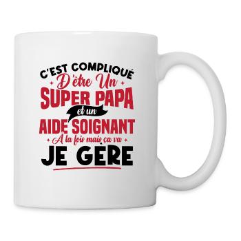 Un super papa et un aide soignant - Mug blanc - blanc - Droite