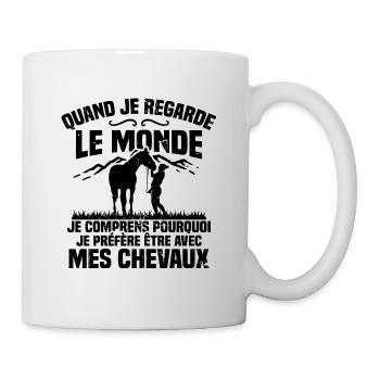 Je préfère être avec mes chevaux - Mug blanc - blanc - Droite
