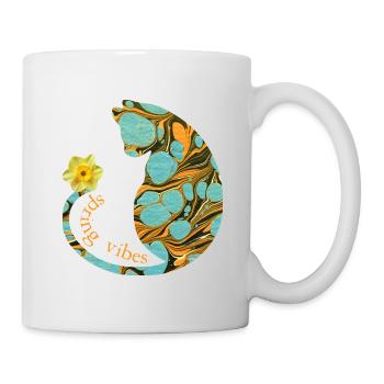 Chat avec fleur E 204 - Mug blanc - blanc - Droite