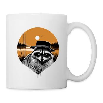 Waschbär mit Hut - Tasse - Weiß - Rechts