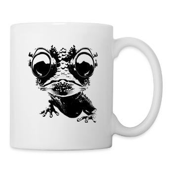 Gecko, Roboter, Cyborg, Brille, Echse, Tier, Humor - Tasse - Weiß - Rechts